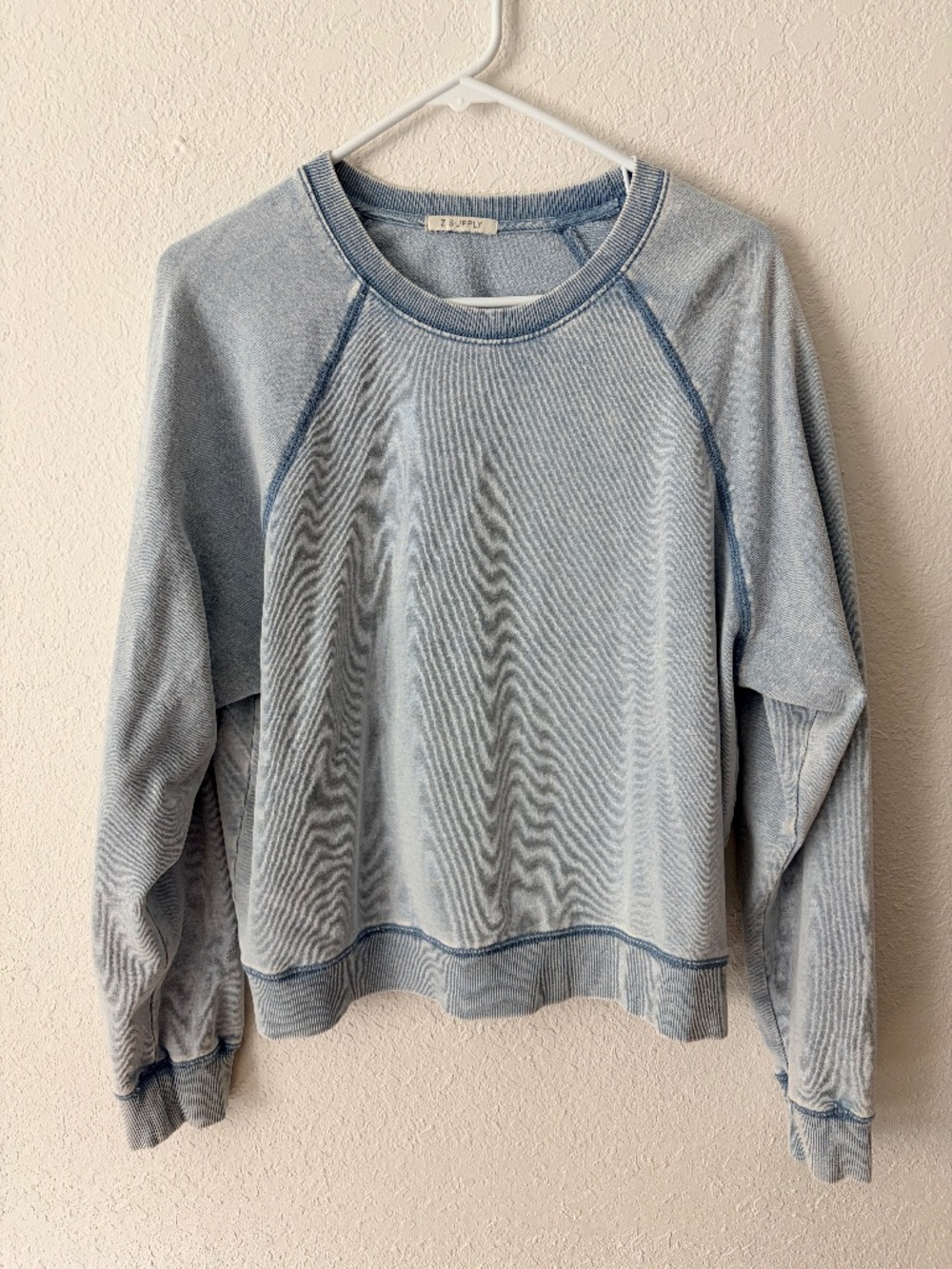 Women’s Z Supply Blue Washed Crewneck Sweatshirt Pullover L